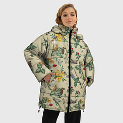 Куртка зимняя женская Зайчики с Цветочками, цвет: 3D-красный — фото 2