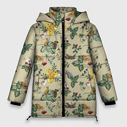 Куртка зимняя женская Зайчики с Цветочками, цвет: 3D-красный