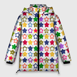 Куртка зимняя женская Разноцветные звездочки, цвет: 3D-светло-серый