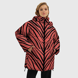 Куртка зимняя женская Полосатый тигровый узор, цвет: 3D-красный — фото 2