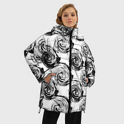 Куртка зимняя женская Черно-белый абстрактный узор, цвет: 3D-черный — фото 2