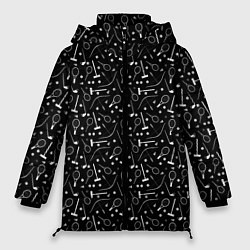 Куртка зимняя женская Черно-белый спортивный узор, цвет: 3D-красный