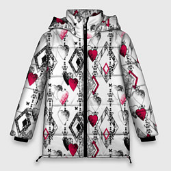 Куртка зимняя женская Абстрактный современный узор, цвет: 3D-красный