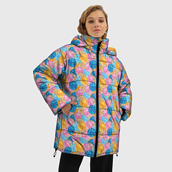 Куртка зимняя женская Новогодние Ёлочные Шары, цвет: 3D-черный — фото 2