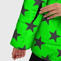 Куртка зимняя женская Звездный фон зеленый, цвет: 3D-черный — фото 2