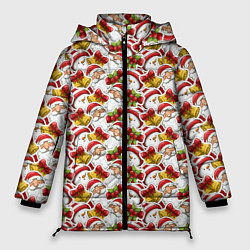 Куртка зимняя женская Дед Мороз и Снеговик, цвет: 3D-черный