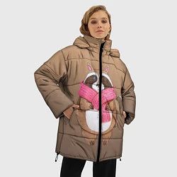 Куртка зимняя женская Акварельный енотик, цвет: 3D-светло-серый — фото 2