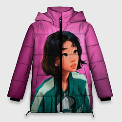 Куртка зимняя женская 067 игра в кальмара, цвет: 3D-черный