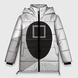 Куртка зимняя женская Игра в кальмара: Маска квадрат, цвет: 3D-светло-серый