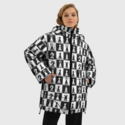 Куртка зимняя женская Шахматы Шахматные Фигуры, цвет: 3D-черный — фото 2