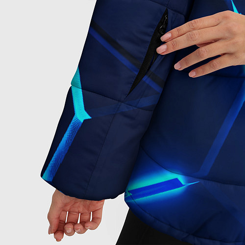 Женская зимняя куртка 3D ПЛИТЫ NEON STEEL НЕОНОВЫЕ ПЛИТЫ / 3D-Светло-серый – фото 5