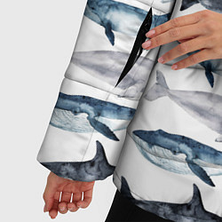 Куртка зимняя женская Принт с китами, цвет: 3D-светло-серый — фото 2