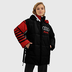 Куртка зимняя женская АУДИ ЛОГО AUDI GEOMETRY RED STRIPES LINE, цвет: 3D-черный — фото 2