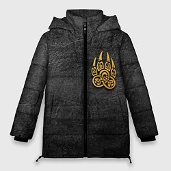 Куртка зимняя женская Волчий отпечаток золотом Символ Велеса, цвет: 3D-черный