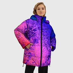 Куртка зимняя женская Абстрактный пурпурно-синий, цвет: 3D-черный — фото 2