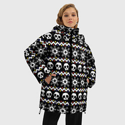 Куртка зимняя женская Свитер с черепами, цвет: 3D-черный — фото 2