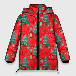 Куртка зимняя женская Щелкунчик Новый год, цвет: 3D-красный