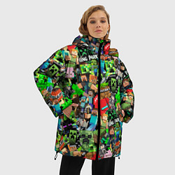 Куртка зимняя женская МАЙНКРАФТ ВСЕ ГЕРОИ И ПРЕДМЕТЫ, цвет: 3D-красный — фото 2
