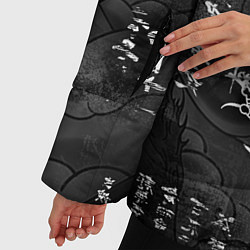 Куртка зимняя женская Dragon Fire Иероглифы Японский Дракон, цвет: 3D-черный — фото 2