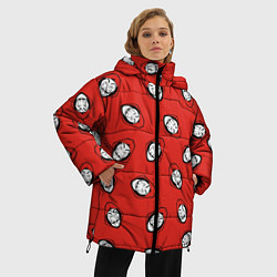Куртка зимняя женская БУМАЖНЫЙ ДОМ , УЗОР ИЗ МАСОК ДАЛИ, цвет: 3D-красный — фото 2