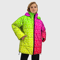 Куртка зимняя женская Игра в кальмара розовыйжелтый, цвет: 3D-светло-серый — фото 2