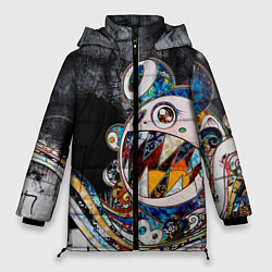Куртка зимняя женская Стрит-арт Такаси Мураками, цвет: 3D-светло-серый