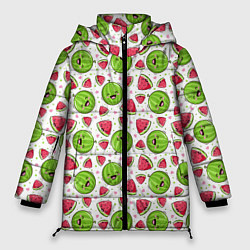 Куртка зимняя женская Арбузы, много арбузов!, цвет: 3D-красный