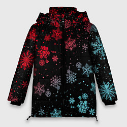 Куртка зимняя женская НЕОНОВЫЕ СНЕЖИНКИ, НОВЫЙ ГОД 2022, цвет: 3D-светло-серый