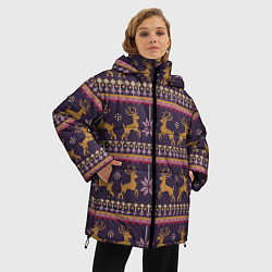 Куртка зимняя женская Новогодний свитер c оленями 2, цвет: 3D-красный — фото 2
