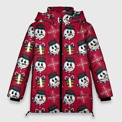 Куртка зимняя женская СНЕГOВИК В ЦИЛИНДРЕ, цвет: 3D-красный