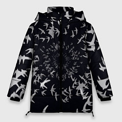 Куртка зимняя женская Веер птиц, цвет: 3D-красный