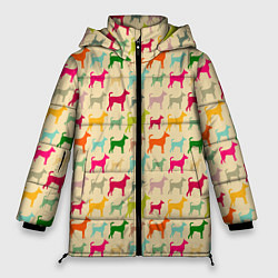 Куртка зимняя женская Собаки Разноцветные, цвет: 3D-красный