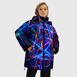 Куртка зимняя женская NEON LINES Glowing Lines Effect, цвет: 3D-черный — фото 2