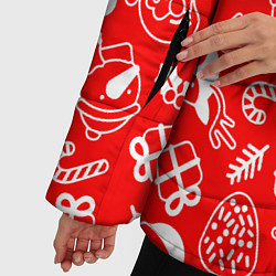 Куртка зимняя женская Новогодний узор паттерн, цвет: 3D-светло-серый — фото 2