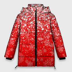 Куртка зимняя женская ЗИМА БЛИЗКО, НОВЫЙ ГОД 2022 СНЕЖИНКИ И БРЫЗГИ КРАС, цвет: 3D-красный