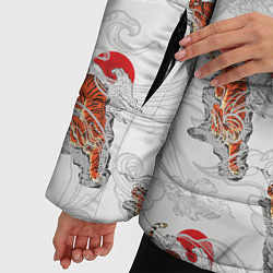 Куртка зимняя женская Тигр Закат Волны, цвет: 3D-красный — фото 2