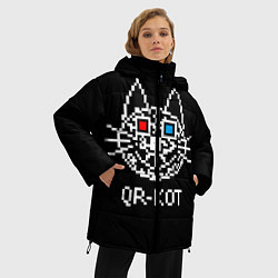 Куртка зимняя женская QR кот в стерео очках, цвет: 3D-черный — фото 2
