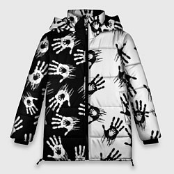 Куртка зимняя женская Death Stranding паттерн логотипов, цвет: 3D-светло-серый