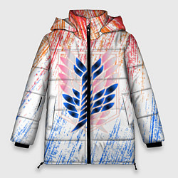Куртка зимняя женская Атака Титанов Ласкутный Неон 2022, цвет: 3D-светло-серый