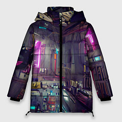 Куртка зимняя женская Городской киберпанк, цвет: 3D-черный