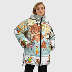 Куртка зимняя женская Амур тигренок Новый год, цвет: 3D-красный — фото 2