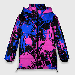 Куртка зимняя женская НЕОНОВЫЕ БРЫЗГИ КРАСОК, ЯРКИЕ КРАСКИ, цвет: 3D-светло-серый