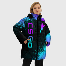 Куртка зимняя женская CS GO NEON SYMBOL STYLE SKIN КС ГО НЕОН, цвет: 3D-черный — фото 2