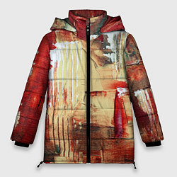 Женская зимняя куртка Мазки краски красный