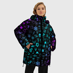 Куртка зимняя женская RAINBOW SIX SIEGE NEON PATTERN SYMBOL, цвет: 3D-светло-серый — фото 2