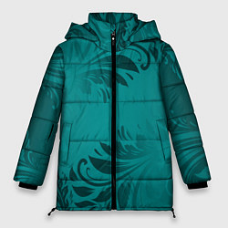 Куртка зимняя женская Малахитовые листья, цвет: 3D-черный