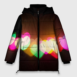 Куртка зимняя женская Горящие сердца всех цветов радуги, цвет: 3D-красный