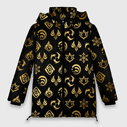 Куртка зимняя женская GOLDEN GENSHIN IMPACT PATTERN ЗОЛОТО ГЕНШИН ИМПАКТ, цвет: 3D-черный