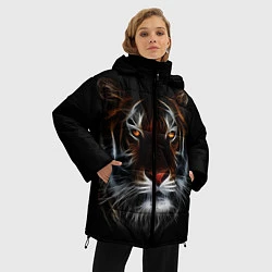 Куртка зимняя женская Тигр в Темноте Глаза Зверя, цвет: 3D-черный — фото 2