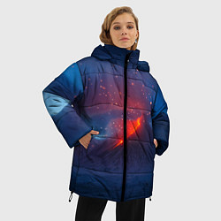 Куртка зимняя женская Извержение вулкана ночью, цвет: 3D-светло-серый — фото 2